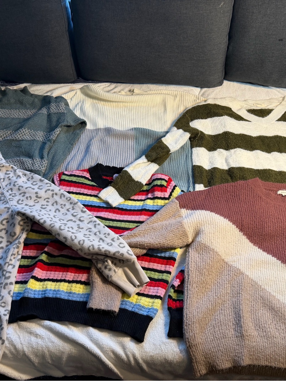 debut Multi-Striped Crewneck Sweater in Black, Pink, Yellow & Blue